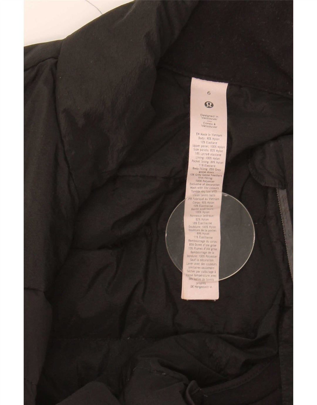 Lululemon Chaleco para mujer US 6 mediano nailon negro
