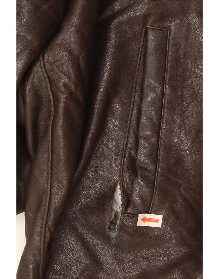 Chaqueta de cuero vintage para hombre Reino Unido 42 XL Marrón
