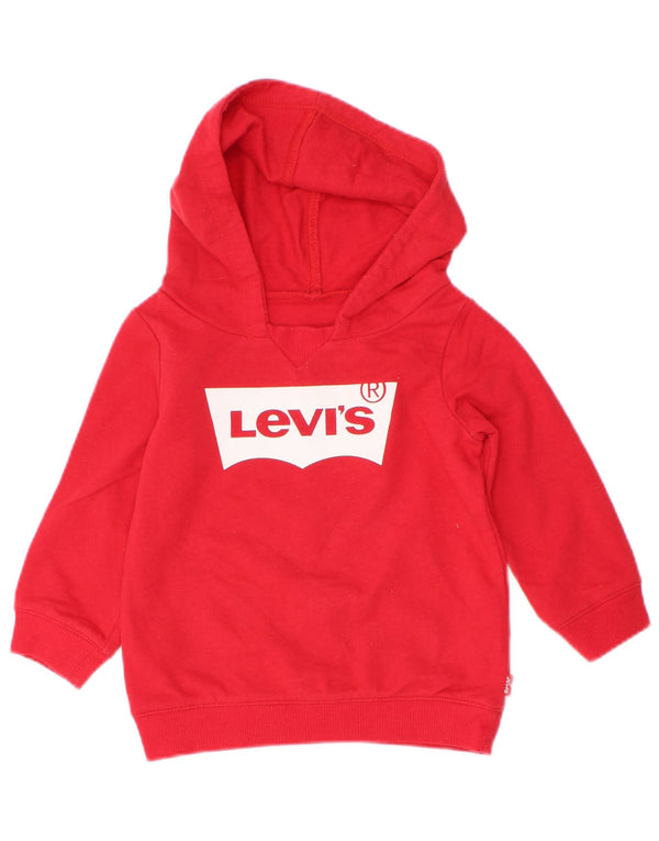 Levi's Sudadera con capucha gráfica para bebés de 6 a 9 meses, algodón rojo