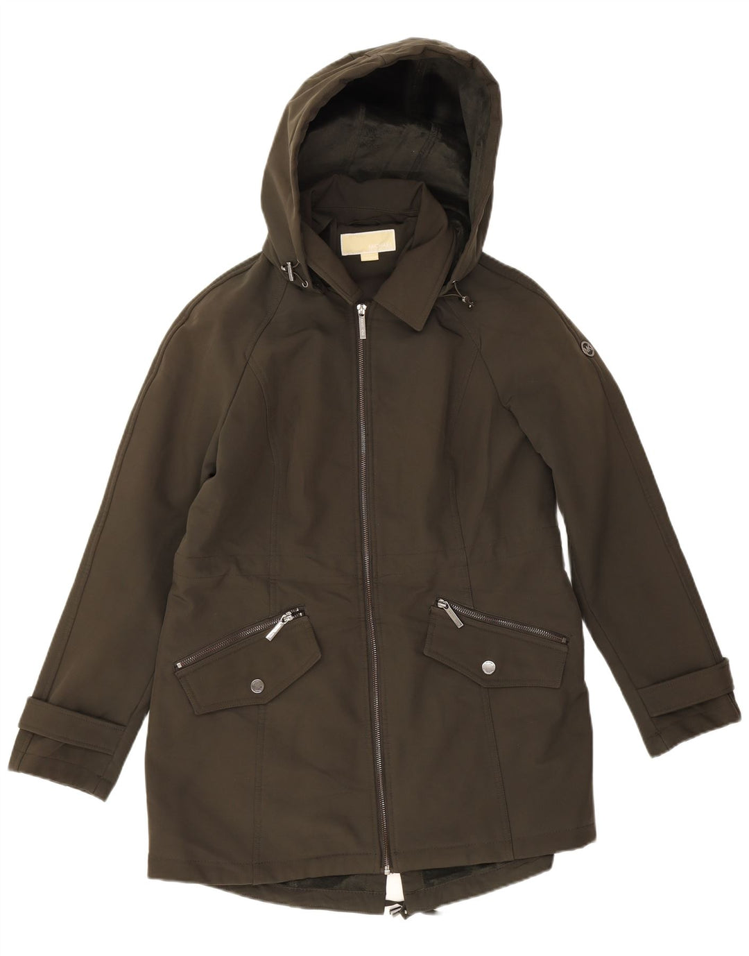 Michael Kors Chaqueta Parka con Capucha para Mujer UK 14 Poliéster Caqui Mediano