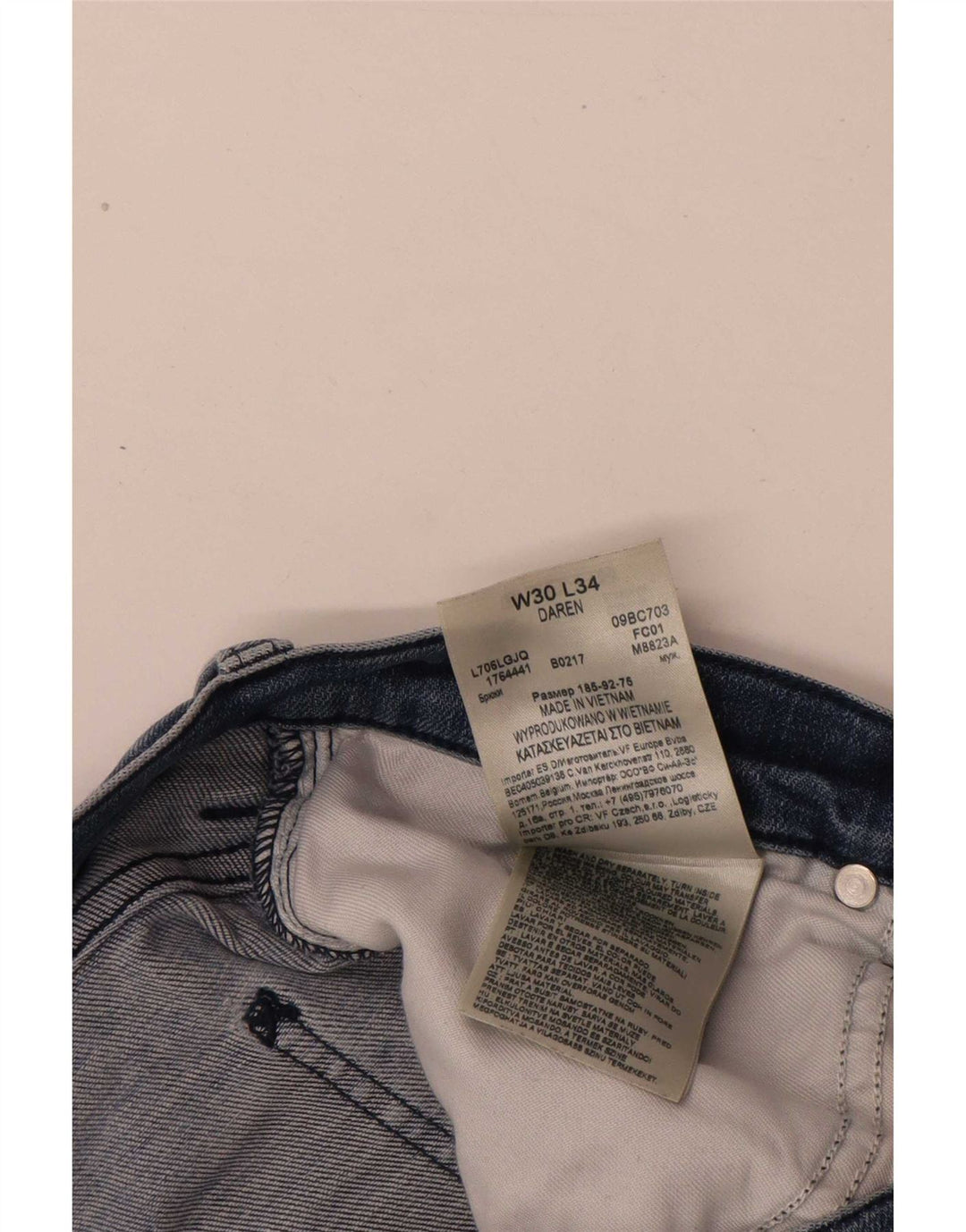Vaqueros rectos desgastados para hombre Lee W30 L31 Algodón azul