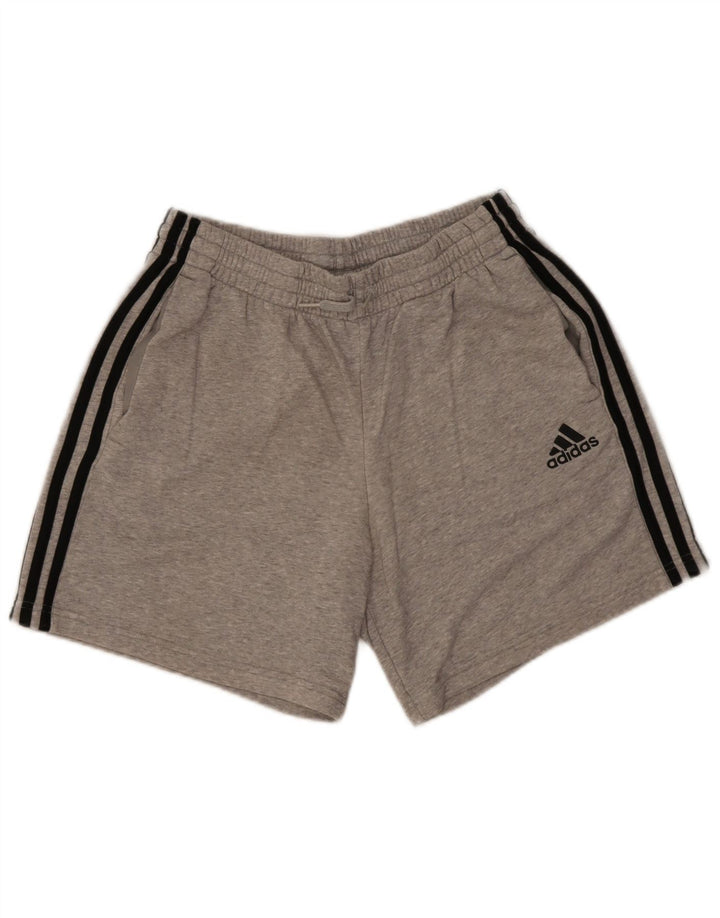 Pantalones cortos deportivos Adidas para hombre de algodón moteado gris medio
