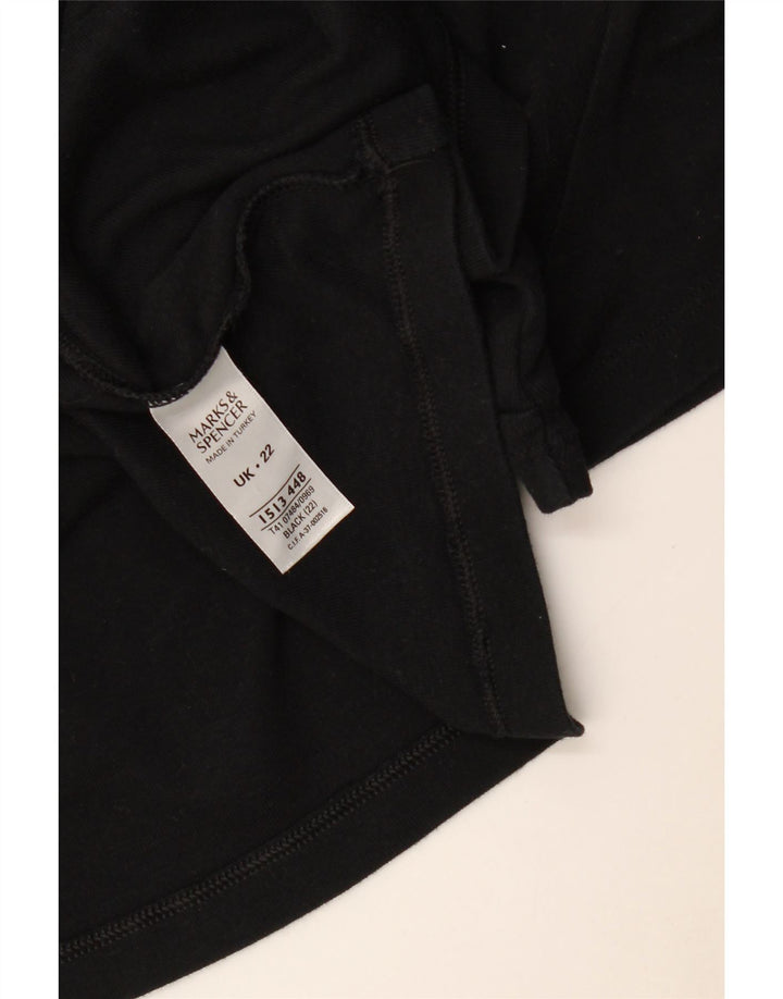 Marks & Spencer Blusa para Mujer Top UK 22 3XL Algodón Negro