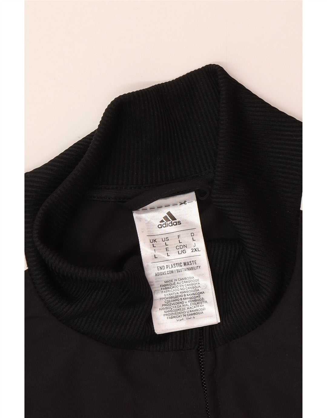 Adidas - Chaqueta de chándal para hombre, talla grande, poliéster negro