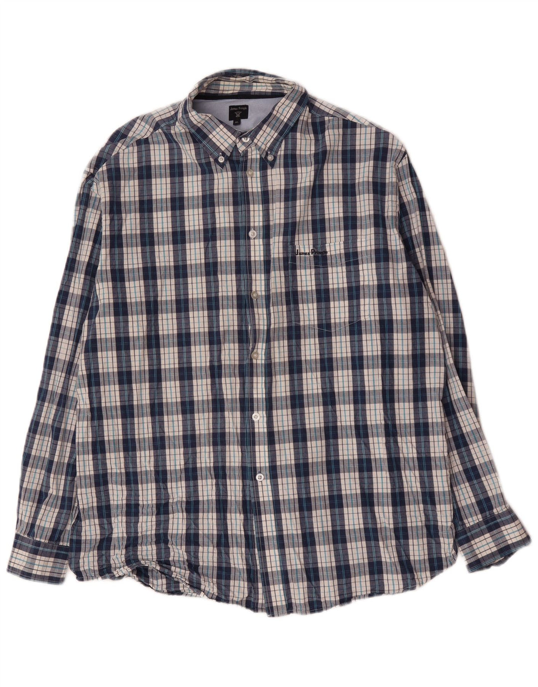 James Pringle Camisa para hombre XL Algodón a cuadros azules