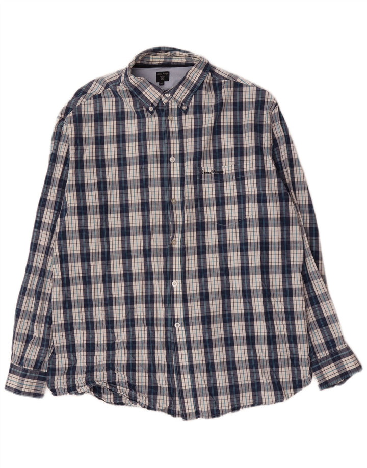 James Pringle Camisa para hombre XL Algodón a cuadros azules