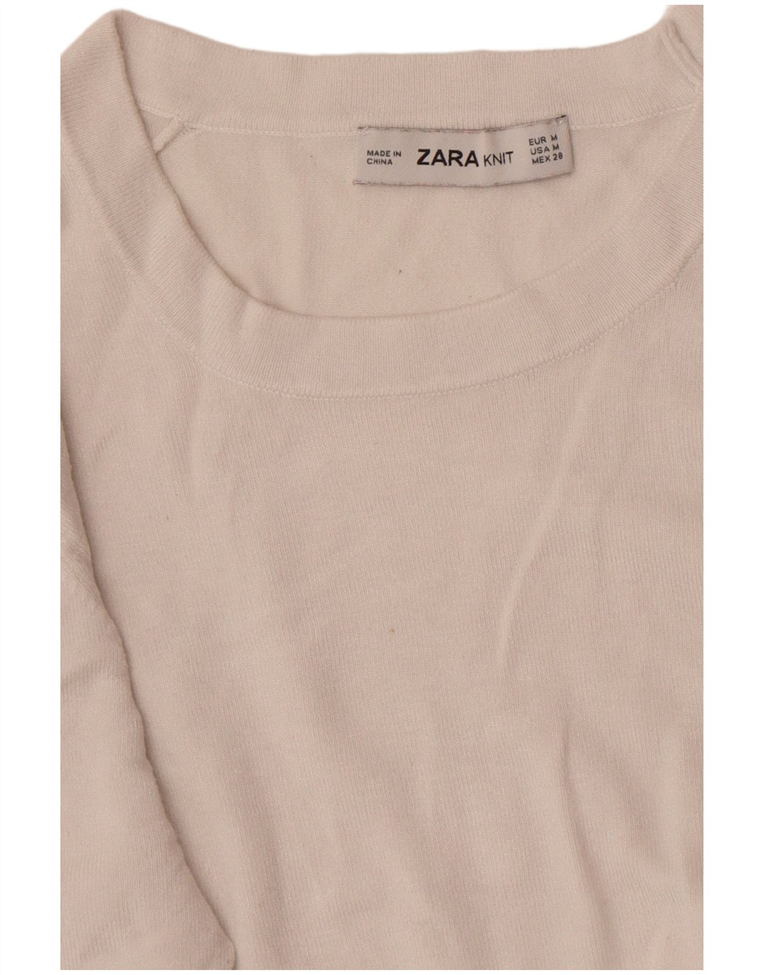 Zara - Jersey de cuello redondo para mujer, talla 40, talla M, color blanco