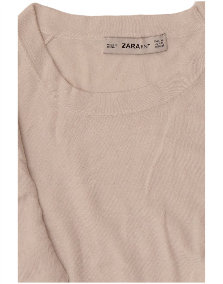 Zara - Jersey de cuello redondo para mujer, talla 40, talla M, color blanco