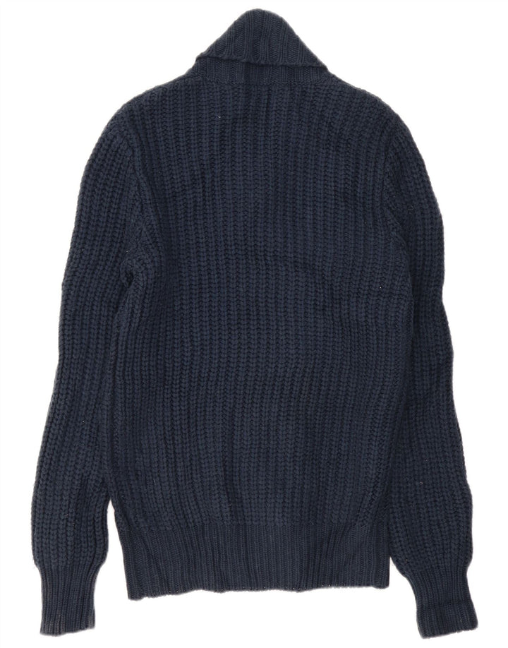 Rifle Cárdigan para hombre suéter grande azul marino acrílico