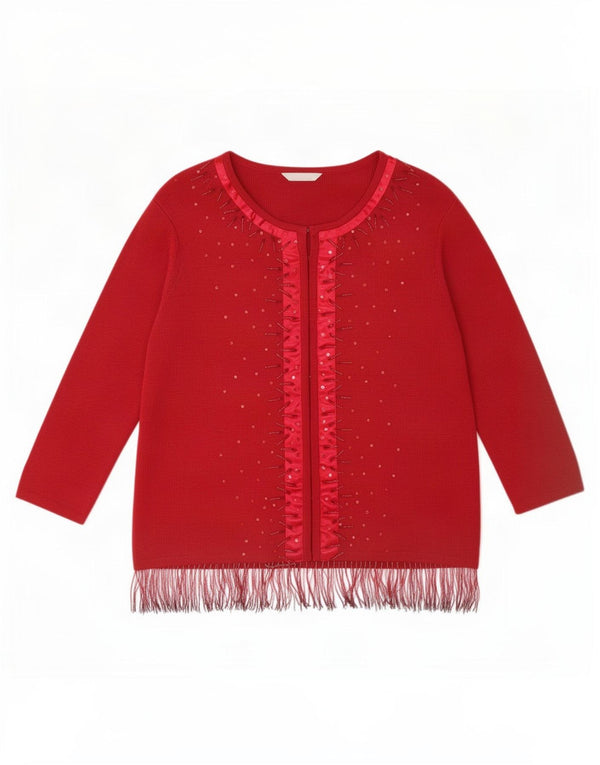 Marks & Spencer Suéter tipo cárdigan St. Michael para mujer UK 46 Large Borgoña