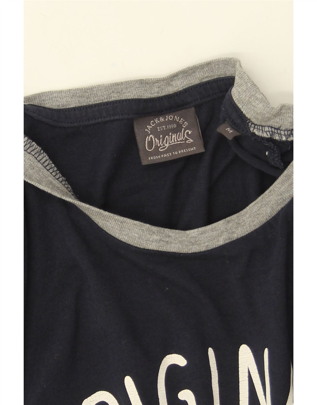 Jack & Jones Hombre Graphic Top Manga Larga Algodón Azul Marino Medio