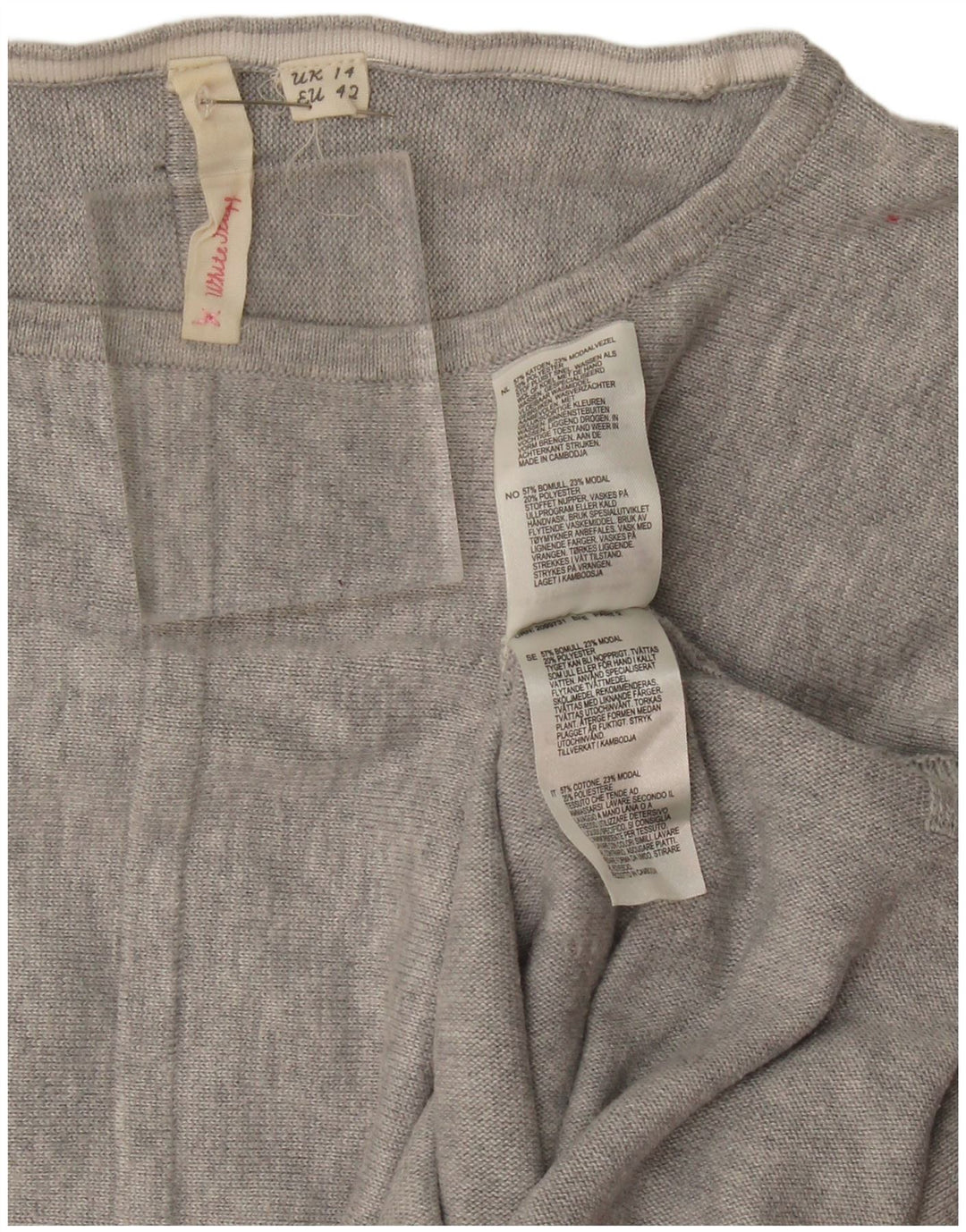 White Stuff Suéter tipo jersey con cuello barco para mujer, talla 40, talla grande, color gris moteado