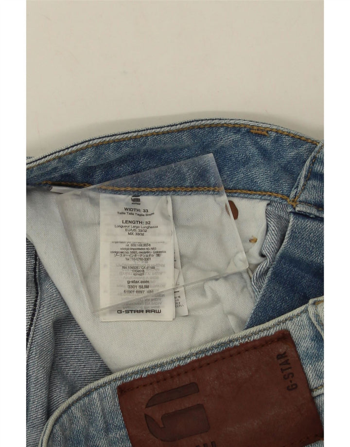 G-Star Hombre 3301 Slim Jeans W33 L32 Algodón Azul