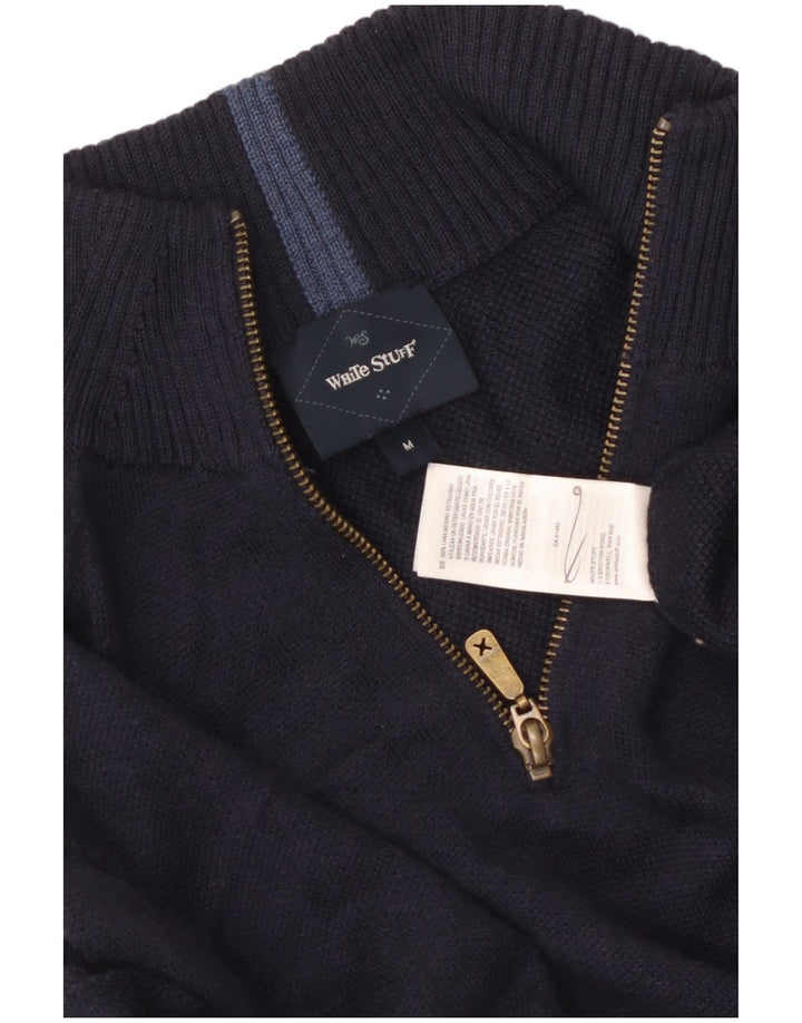 Jersey con cuello y cremallera para hombre de lana merino en azul marino mediano de White Stuff