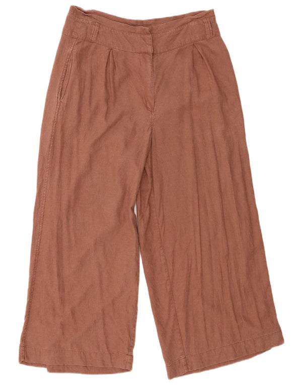 Fat Face Womens Wide Leg Cropped Trousers UK 10 Small W32 L24 Brown