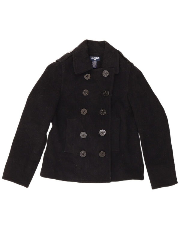 Ralph Lauren Chaquetón para Mujer UK 14 Lana Negra Mediana