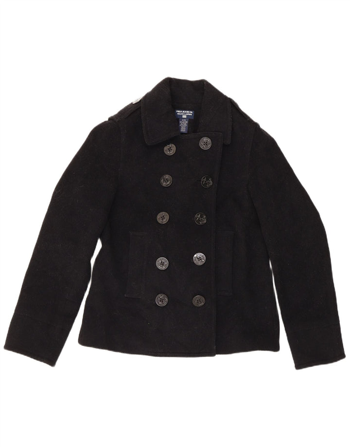 Ralph Lauren Chaquetón para Mujer UK 14 Lana Negra Mediana