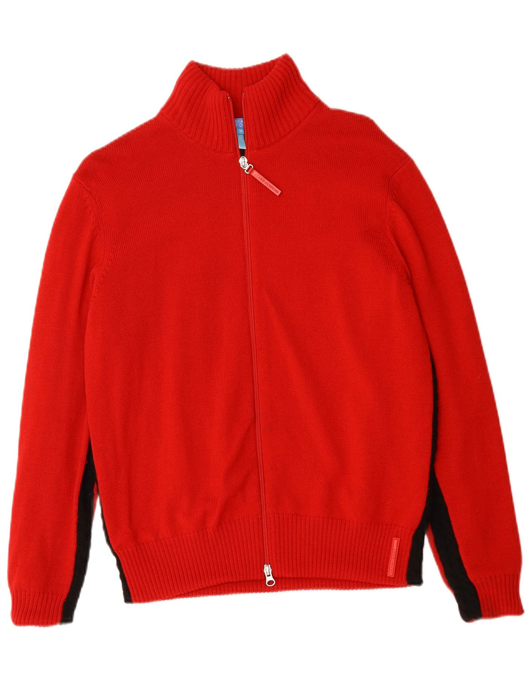 ESCADA Suéter tipo cárdigan para mujer UK 40 Lana merino con bloques de color rojo mediano