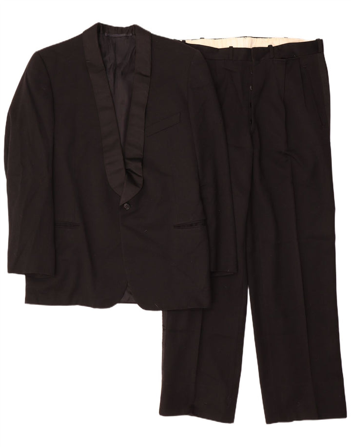 Traje vintage para hombre de 1 botón y 2 piezas IT 52 XL W32 L30 Negro