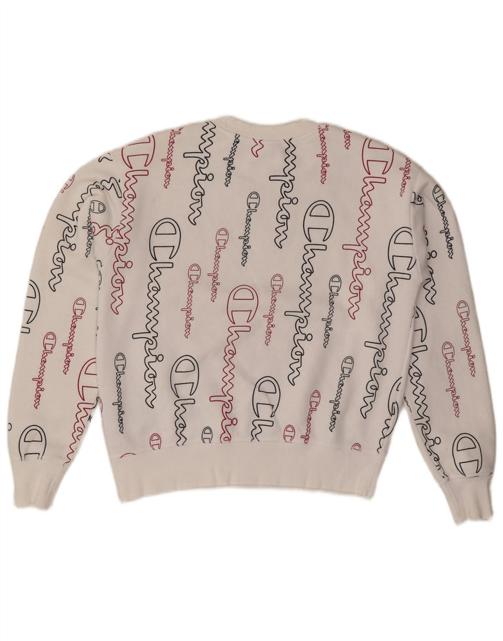 CHAMPION Sudadera de gran tamaño con estampado gráfico para mujer UK 10 Small White