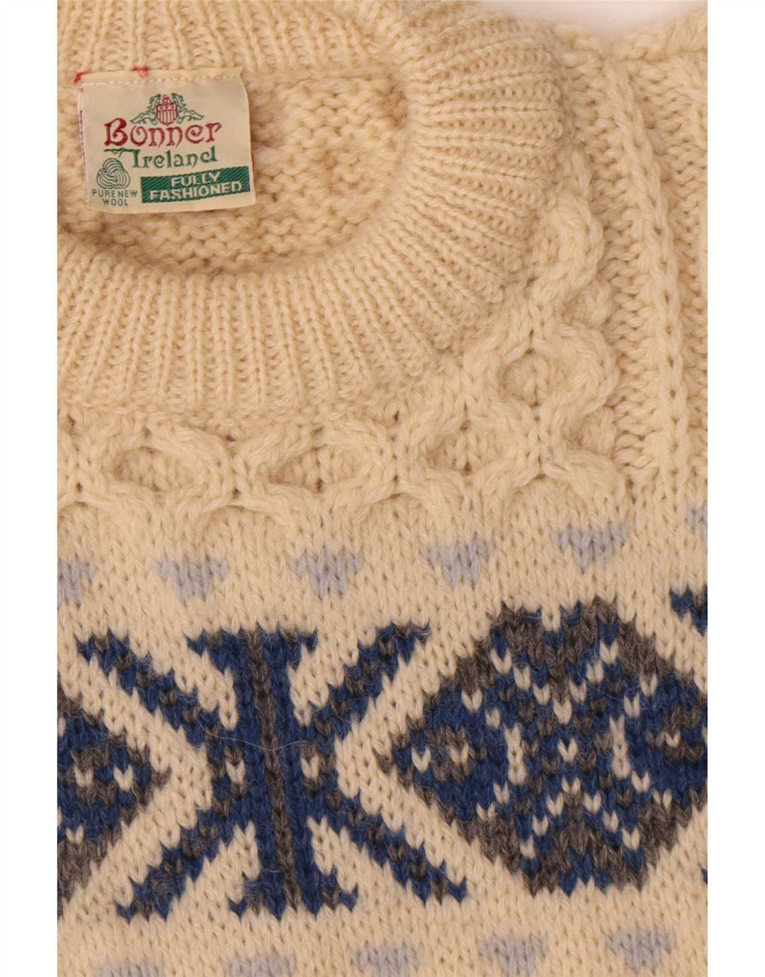 Bonner Jersey De Cuello Redondo Para Hombre Suéter De Lana Fair Isle Beige Grande