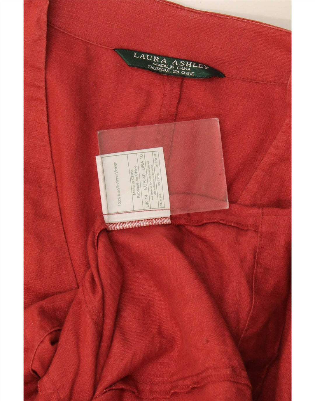 Laura Ashley Chaqueta Blazer de 4 Botones para Mujer UK 44 Grande Lino Rojo