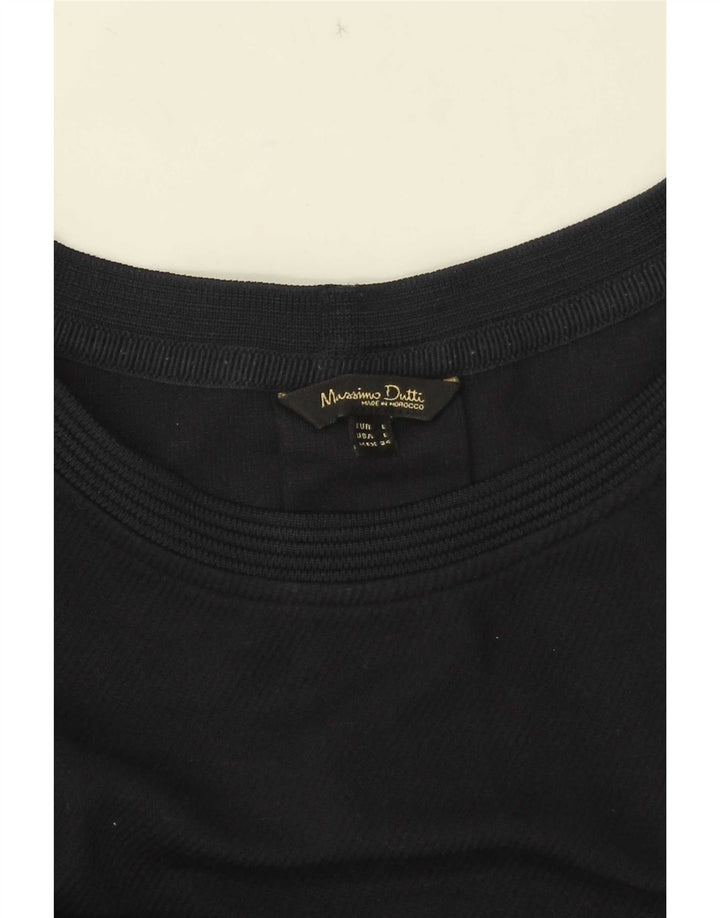 Massimo Dutti Top Mujer Manga Larga UK 46 Large Azul Marino
