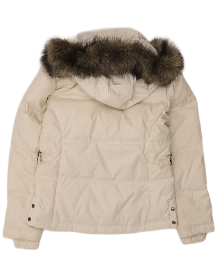 Columbia Chaqueta acolchada extragrande con capucha para mujer UK 10 Small Poliéster blanco