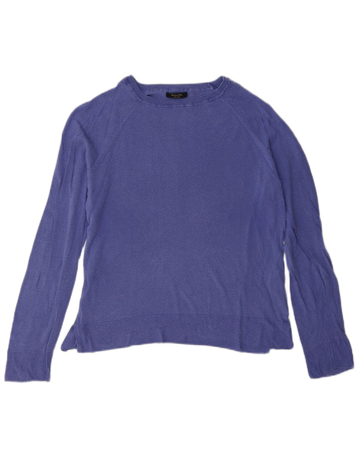 Massimo Dutti Blusa Oversize Mujer UK 6 XS Azul Marino Lyocell