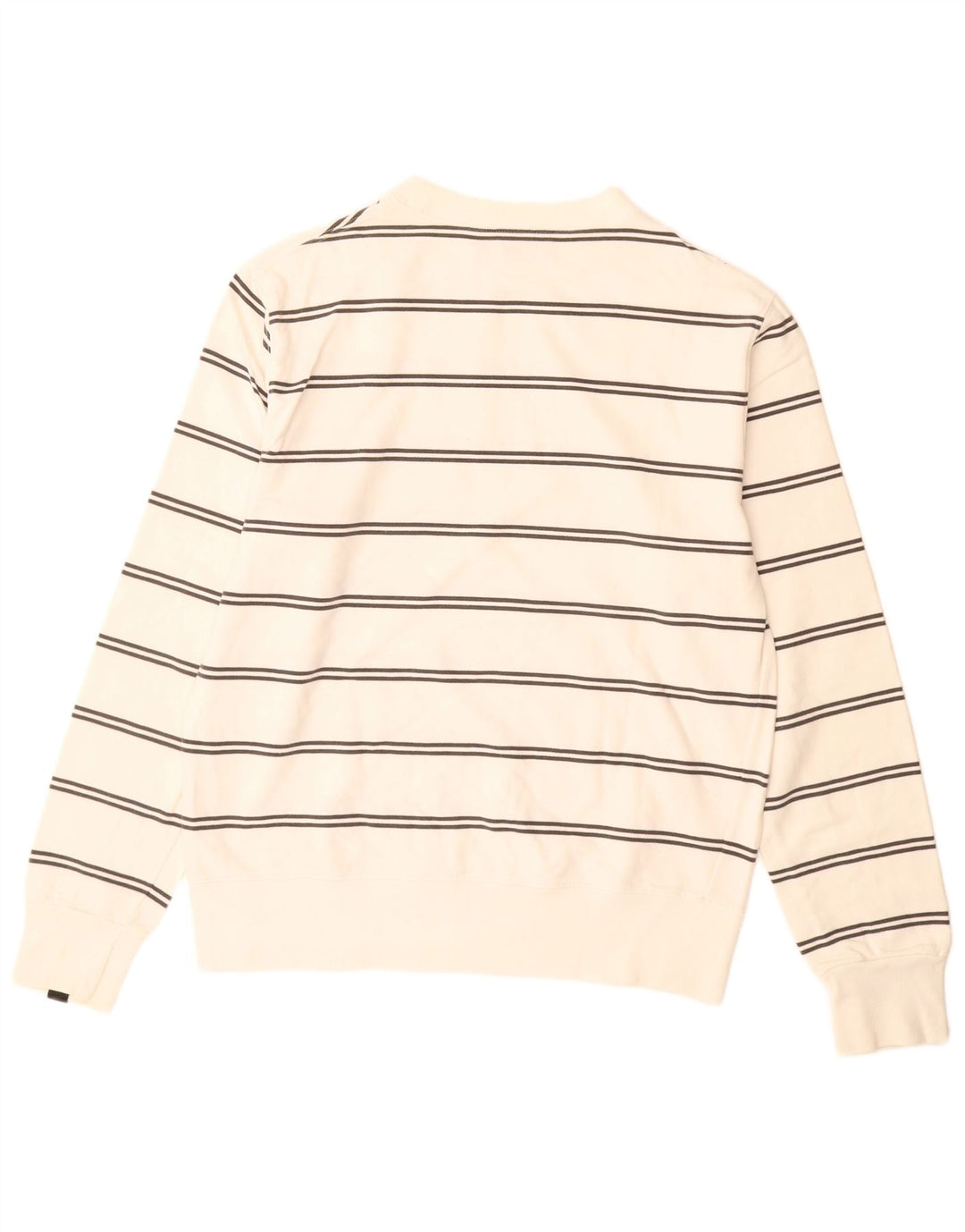 CONVERSE Hombre Sudadera con gráfico tipo jersey de algodón a rayas en blanco roto mediano