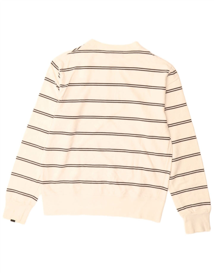 CONVERSE Hombre Sudadera con gráfico tipo jersey de algodón a rayas en blanco roto mediano