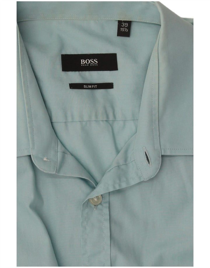Hugo Boss Camisa Slim Fit para hombre Talla 39 15 1/2 Azul mediano
