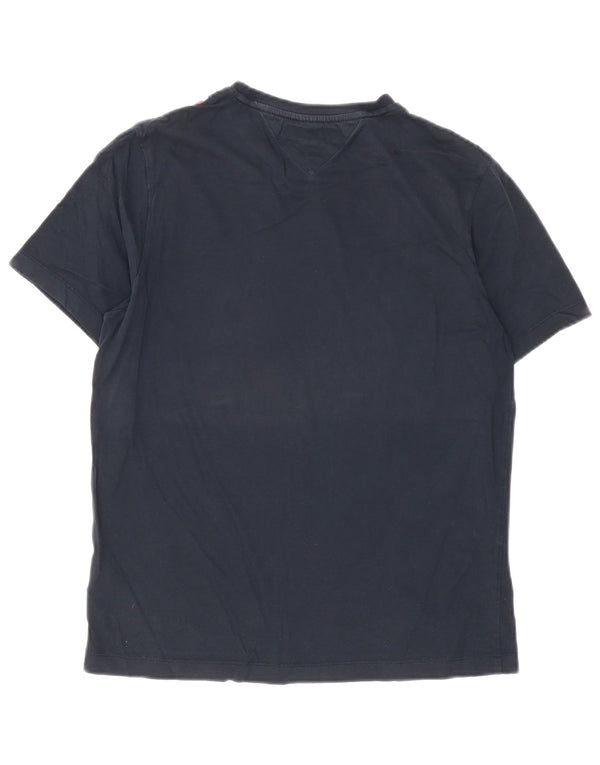 Tommy Hilfiger Camiseta con gráfico de ajuste regular para hombre Top Small Azul marino a rayas