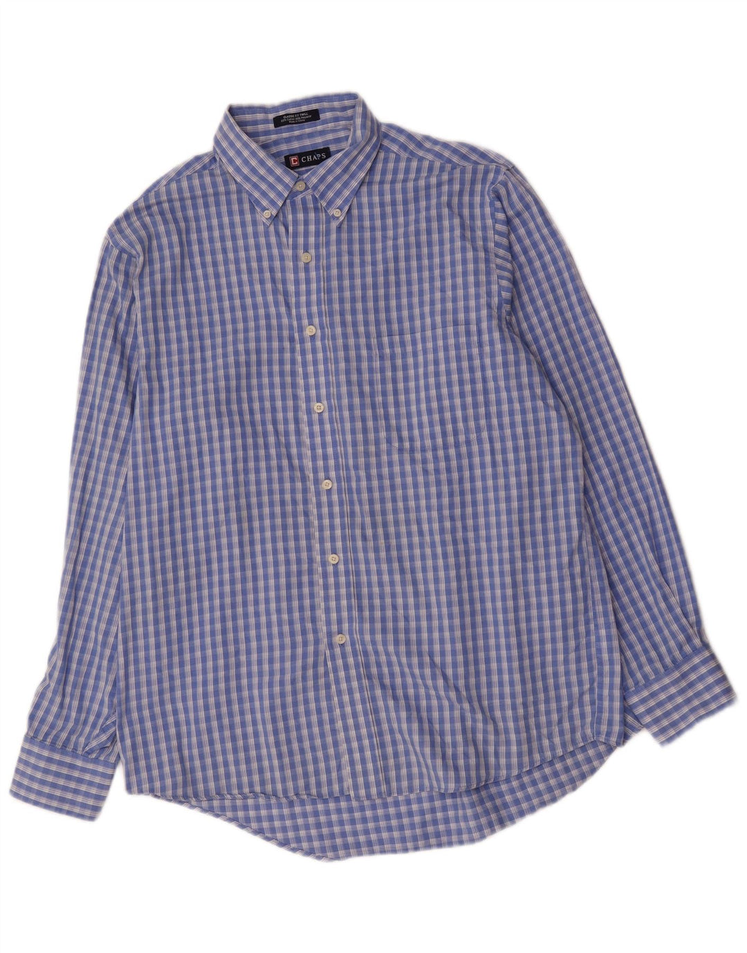 Chaps Camisa de ajuste clásico para hombre, talla 16 1/2, algodón a cuadros azul grande