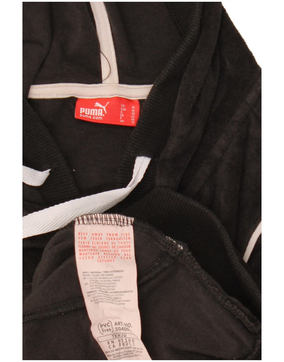 PUMA Suéter con capucha de terciopelo con cremallera de manga corta para mujer UK 40 Medium Black