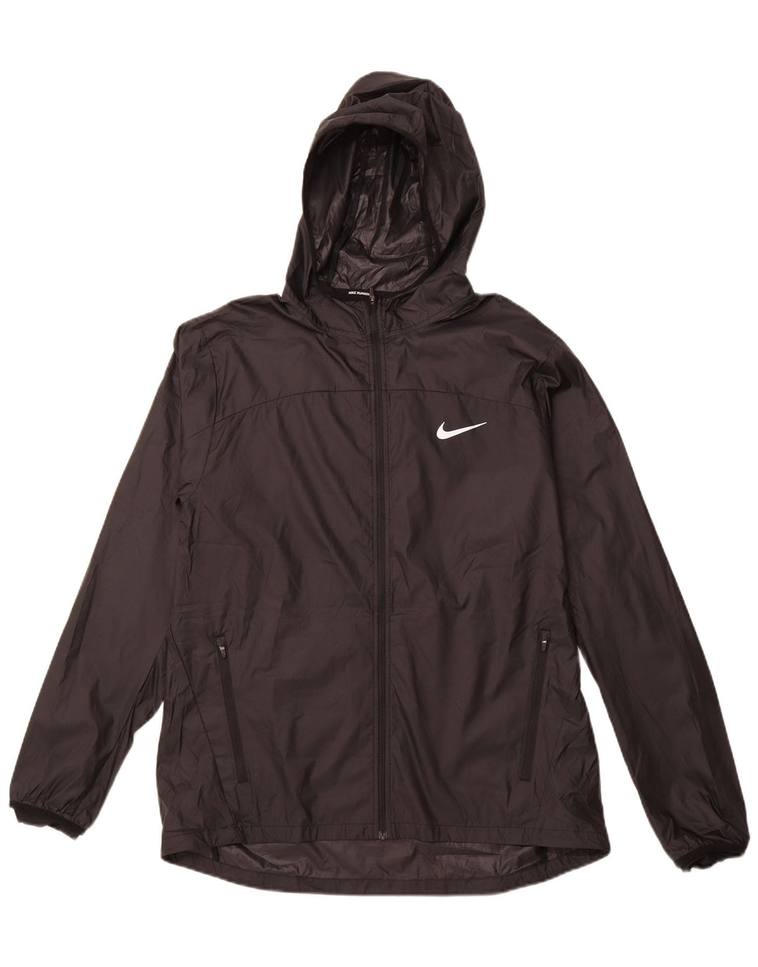 NIKE Chaqueta impermeable con capucha para hombre UK 40 Large Poliéster negro