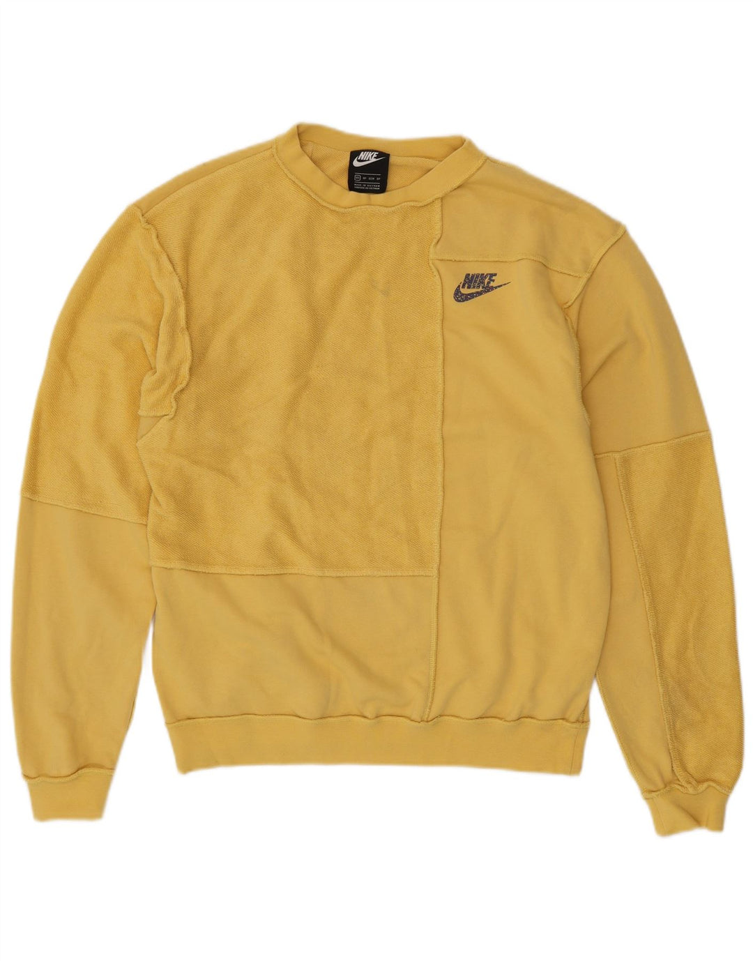 NIKE Hombre Loose Fit Sudadera Jumper XS Algodón Amarillo