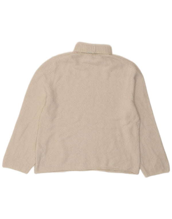 Zara Mujer Oversize Roll Neck Jumper Sweater UK 10 Small Blanco Acrílico