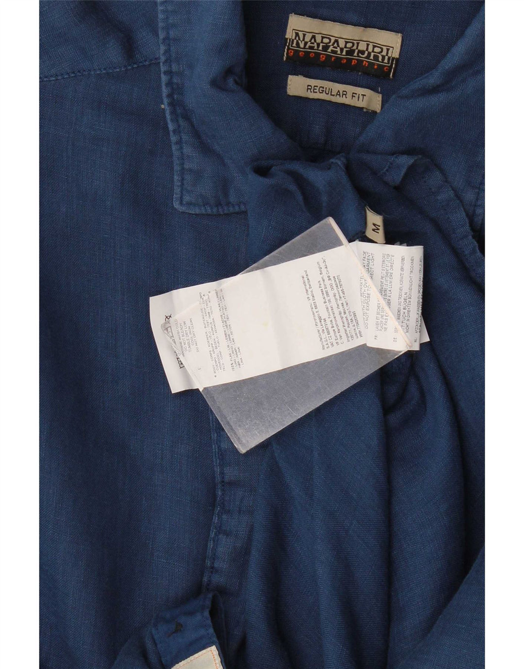 Napapijri Hombre Camisa Regular Fit Lino Azul Marino Medio