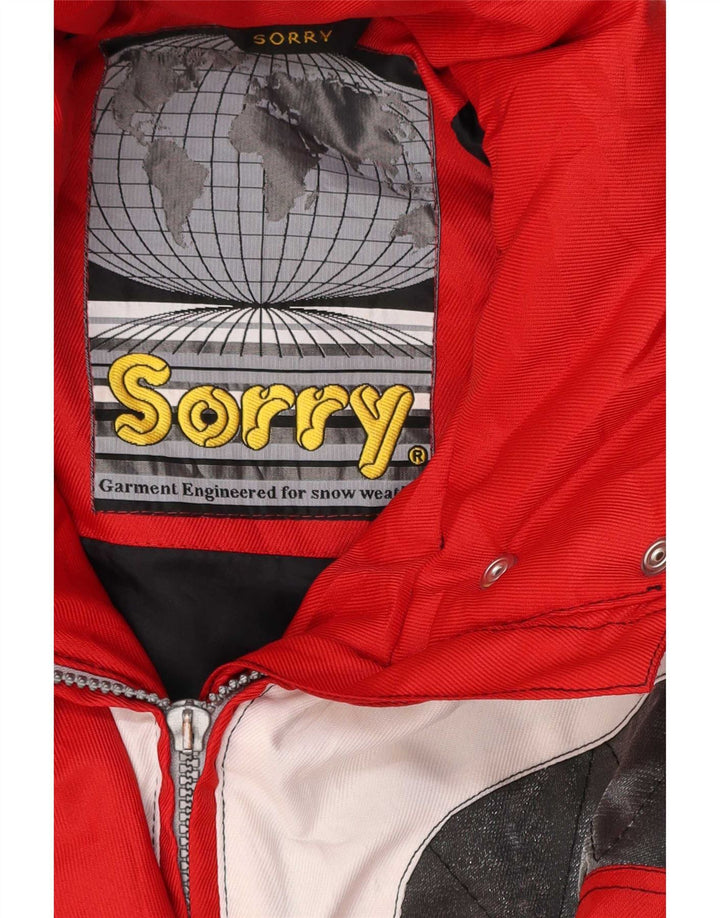 Sorry Chaqueta de esquí con capucha para mujer UK 40 Large Red Colourblock