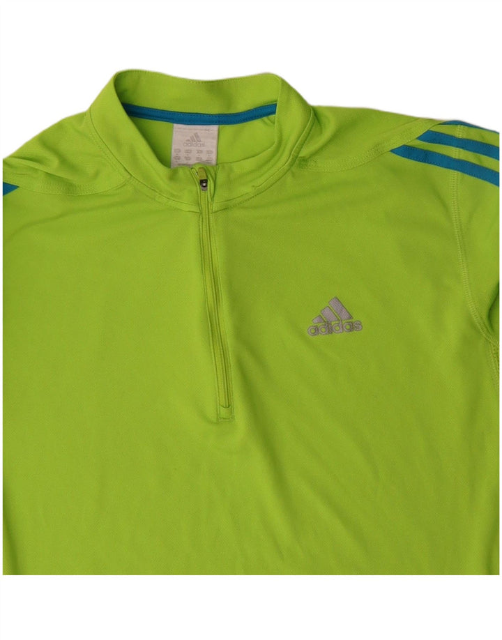 ADIDAS Hombre Zip Neck Jersey Chándal Top Poliéster Verde Medio