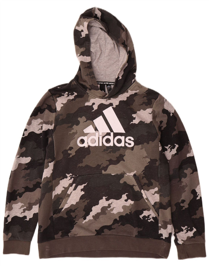 ADIDAS Sudadera con capucha gráfica para niños 13-14 años Algodón de camuflaje marrón