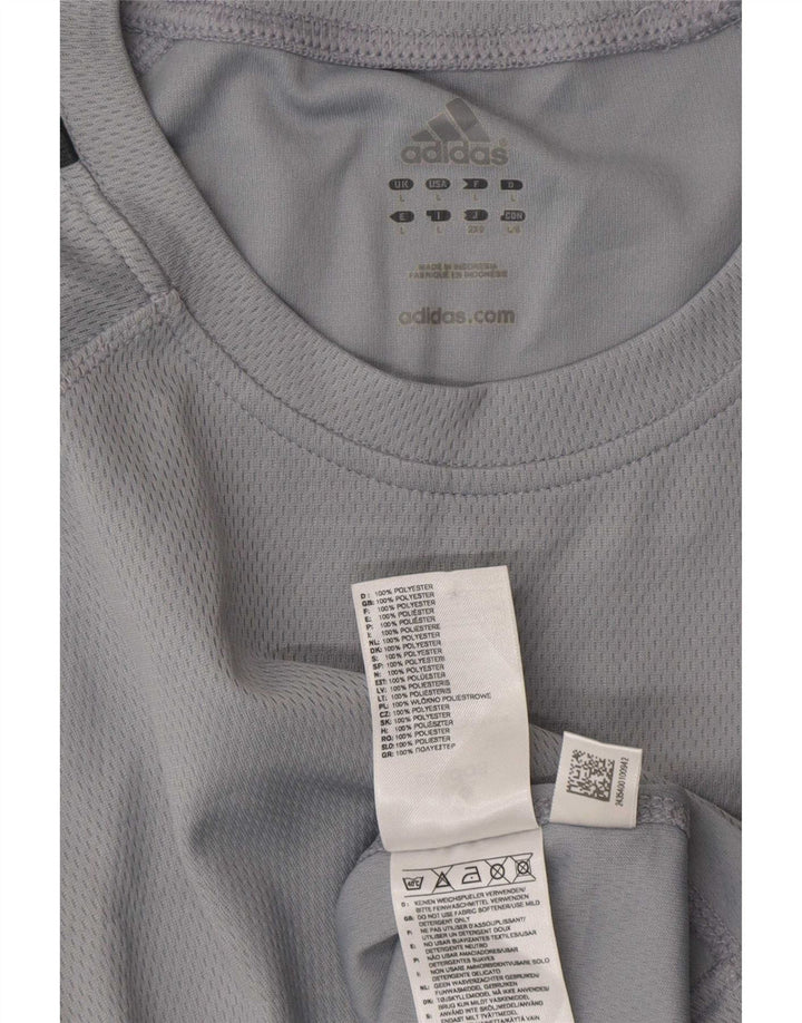 Adidas Mens Climalite Graphic Camiseta Top Grande Gris Poliéster