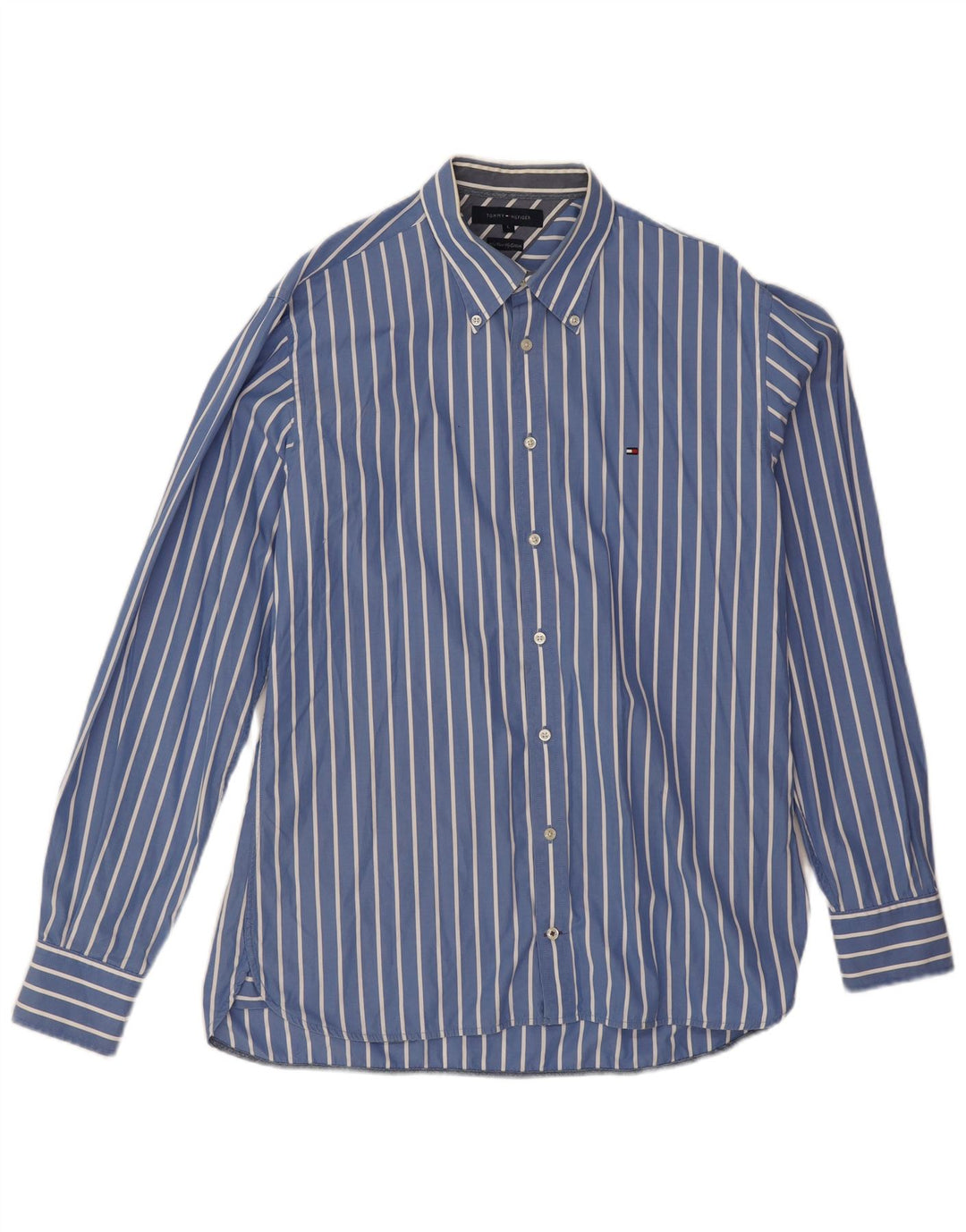 Camisa Tommy Hilfiger Hombre Grande Algodón A Rayas Azul