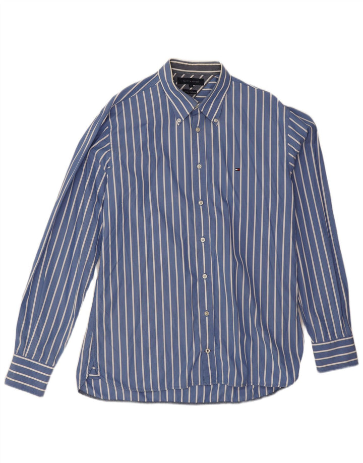 Camisa Tommy Hilfiger Hombre Grande Algodón A Rayas Azul