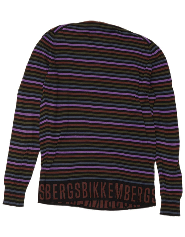 Bikkembergs Mens Graphic Crew Neck Jumper Sweater XL Multicoloured Striped