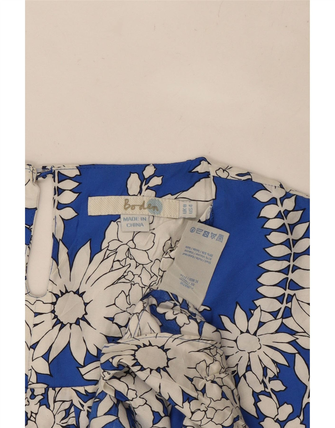 BODEN Blusa para Mujer Top UK 8 Small Azul Floral Viscosa