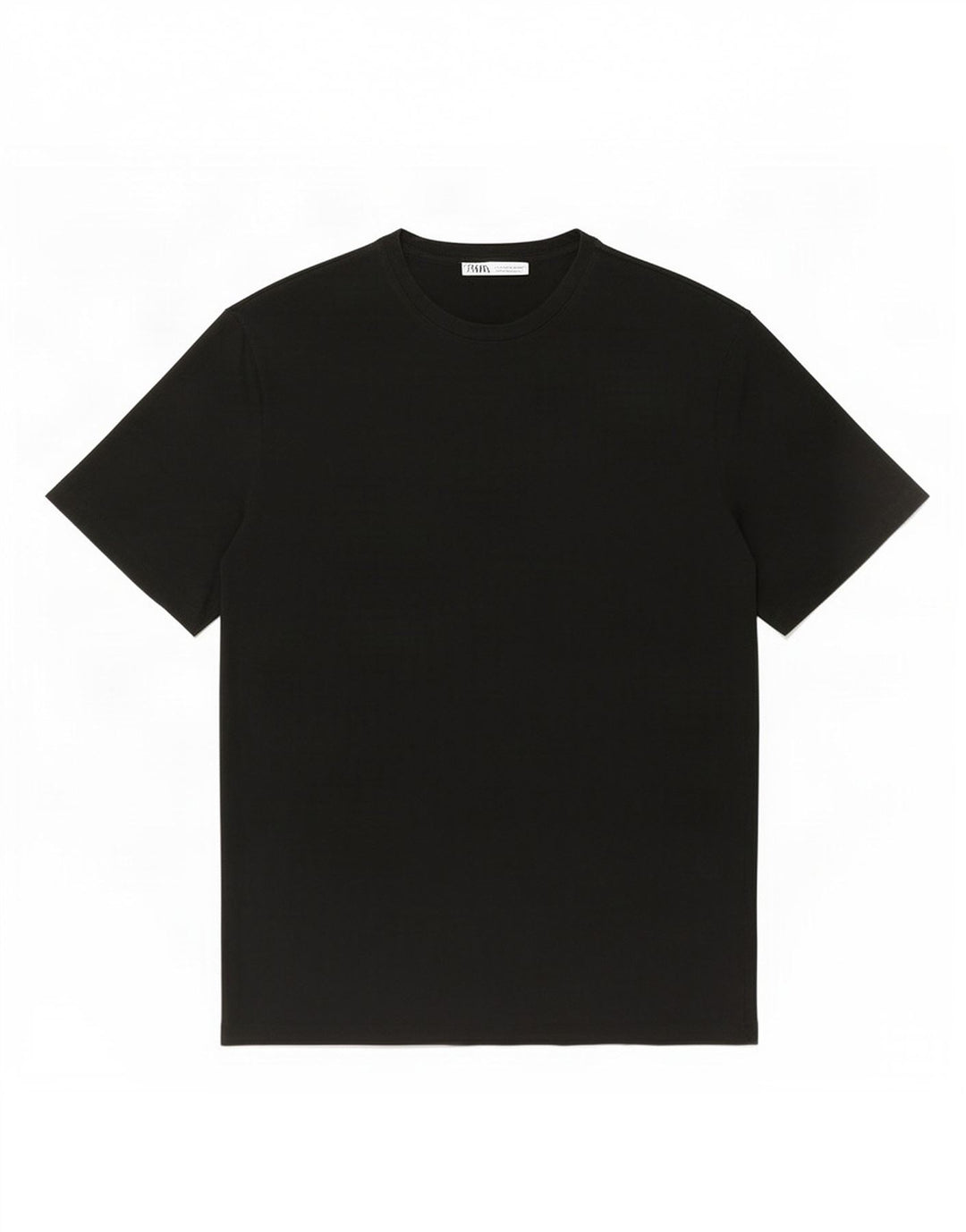 Zara Hombre Camiseta Top Grande Algodón Negro