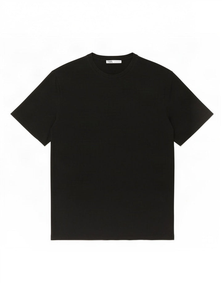 Zara Hombre Camiseta Top Grande Algodón Negro