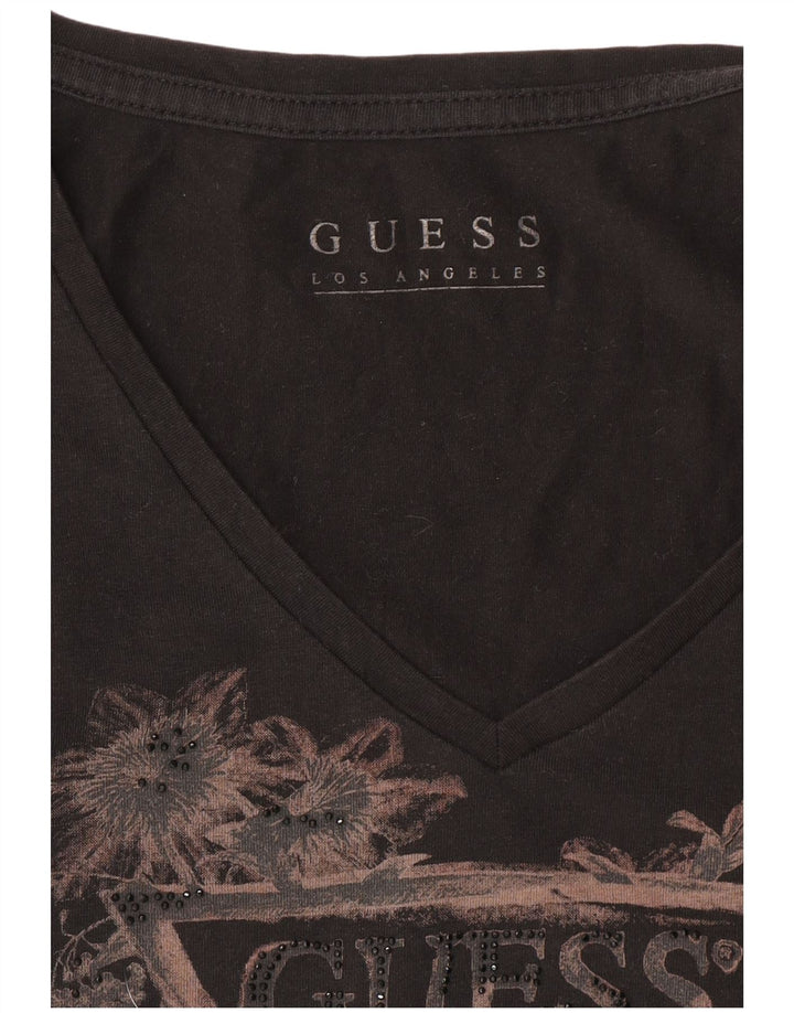 Guess Camiseta gráfica para mujer Top UK 12 Medium Black